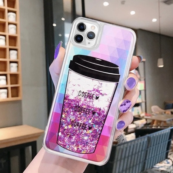 Pink Glitter Coffee Cup iPhone 11 Case - Picture 2 of 5